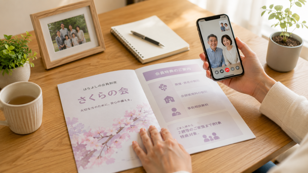 離れて暮らす家族と相談しながら棚倉町の葬儀に備えるさくらの会の会員制度
