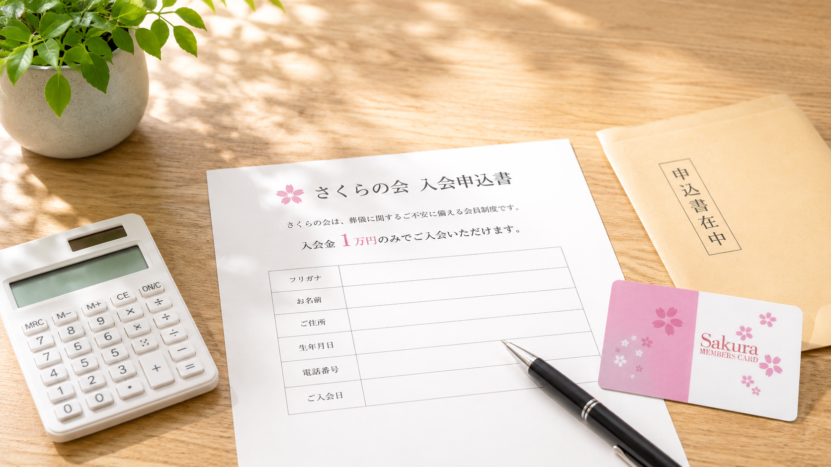 矢祭町で葬儀費用に備えられるさくらの会の入会申込書